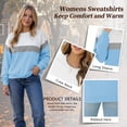 thumbnail image 3 of TEMOFON Sweatshirts for Women Fall clothes Colorblock Crew Neck Long Sleeve Shirts for Winter Tops Trendy Clothes Sweat Shirts Blue L, 3 of 9