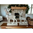 thumbnail image 4 of Reindeer Figurines Set of 2 Rustic Farmhouse Christmas Decorations Carved Wooden Statues with Antlers & Bows Holiday Tabletop Mantel Fireplace Shelf & Office Décor Ornaments 10" and 8" H, 4 of 7
