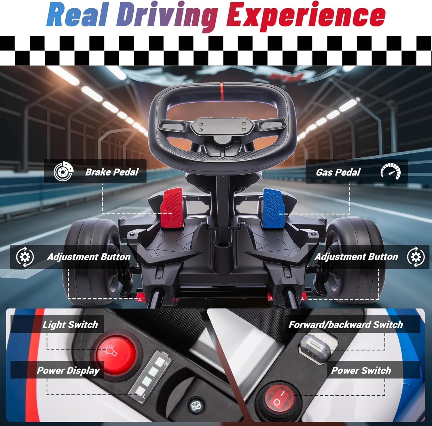 Licensed BMW Electric Go Kart for Kids 6-12, 24V 9AH Drift Kart Ride on Toys, Dual 200W Motors, Adjustable Seat, Drift Mode, 2 Speed, LED Lights