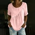thumbnail image 5 of hlysgo Womens Casual Lightweight Tops Short Sleeve Peplum T Shirts Summer Loose Fit Crew Neck Tunics Pink,M, 5 of 6