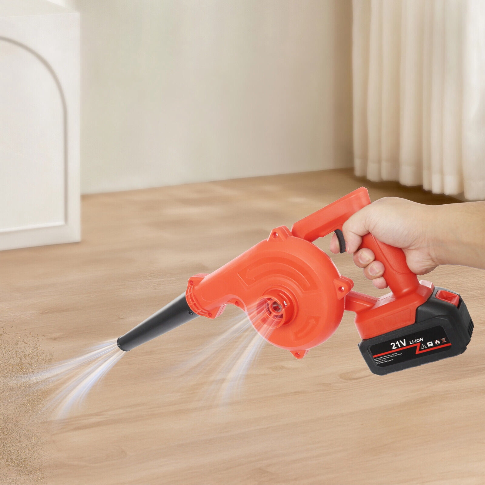 800W Battery Powered Cordless Leaf Blower 6000-8000rpm Suction Blowing Machine