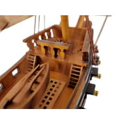 Handcrafted Model Ships Black-Pearl-15-Lim-White-Sails 15 in. Wooden Black Pearl Sails Limited Model Pirate Ship, White
