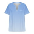 thumbnail image 4 of Cotton Plus Size T Shirt for Women Graphic Loose V Neck Top July 4th Print Short Sleeve L-5X Casual Large Tee (XX-Large, Light Blue), 4 of 5