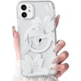 thumbnail image 1 of XUCP-Compatible avec iPhone 12/12 Pro Étui Transparente Magnétique Compatible avec MagSafe Mignon Lys Fleurs Florales pour Femmes Filles Étui Arrière Rigide PC Antichoc Protectrice - Blanc, 1 of 4