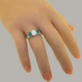 thumbnail image 6 of LBG British Made 18k White Gold Natural Opal & Emerald Womens Anniversary Ring - 33 size options - Size 6.5, 6 of 7