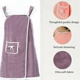 thumbnail image 2 of Plus Size Wearable Bath Towel with Straps, Absorbent Women's Shower Wrap Skirt 2-Button Design, Soft Spa Bathrobe Body Wrap for Gym Dorm Sauna, Quick Dry Elastic Bathing Dress Cover Up, 2 of 7