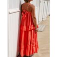 thumbnail image 6 of Women's Cami Long Dress Casual Loose Scoop Neck Bodycon Back Tie-Up Swing A-Line Dress Tiered Ruffled Vacation Dresses Spaghetti Strap Dress for Party, 6 of 6