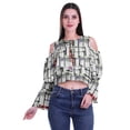 thumbnail image 1 of Moomaya Cold Shoulder Tops Shirts For Women Printed Casual Blouse Short Top, 1 of 4