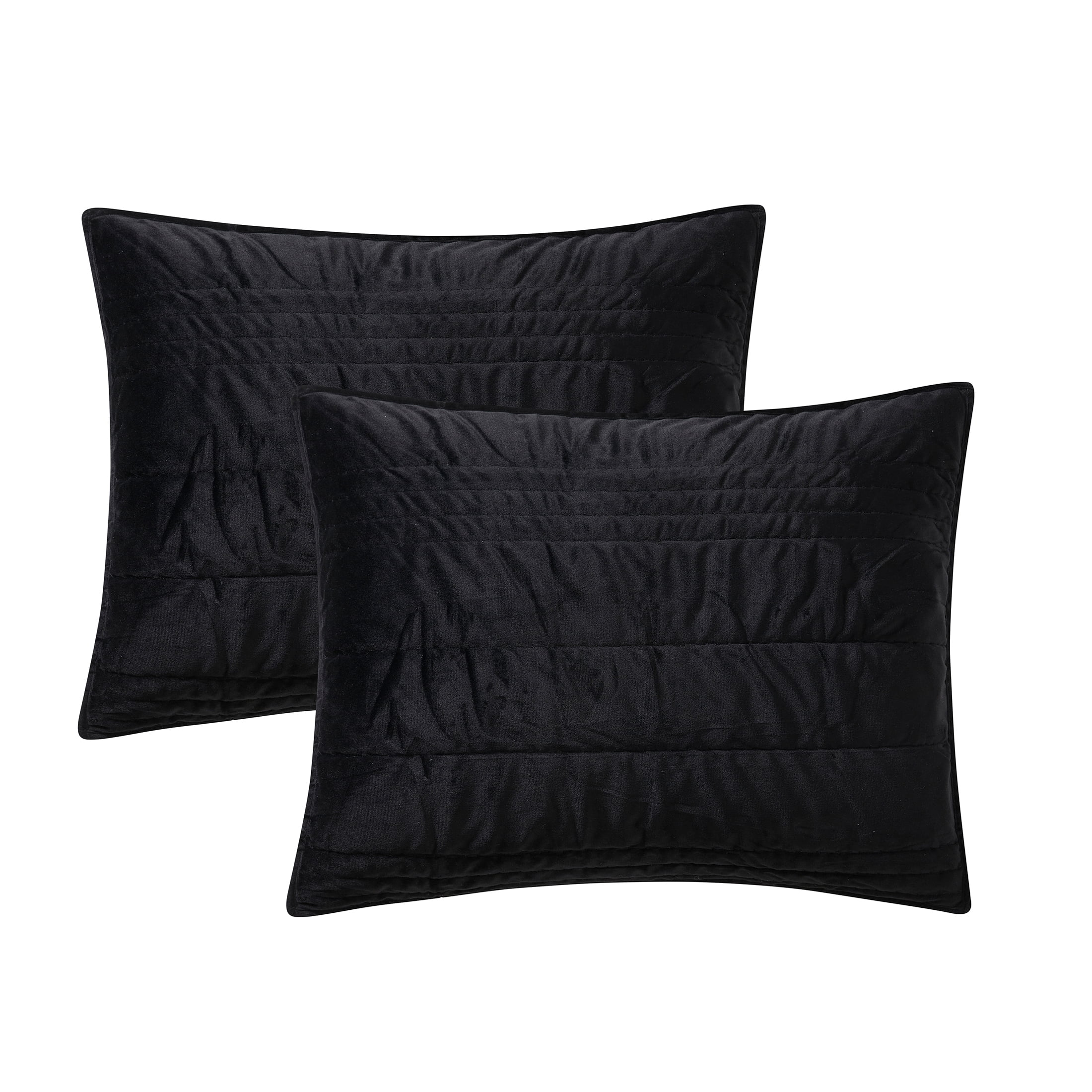Mainstays Solid Black Zig Zag Stripe Reversible Crystal Mink Pillow Shams, King (2 Count)