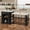 Black + Particle Board+MDF, variant on Extendable island console with drawers, double-door cabinet, and open shelving. Serves as dining table, temporary breakfast bar, and afternoon tea lounge,White