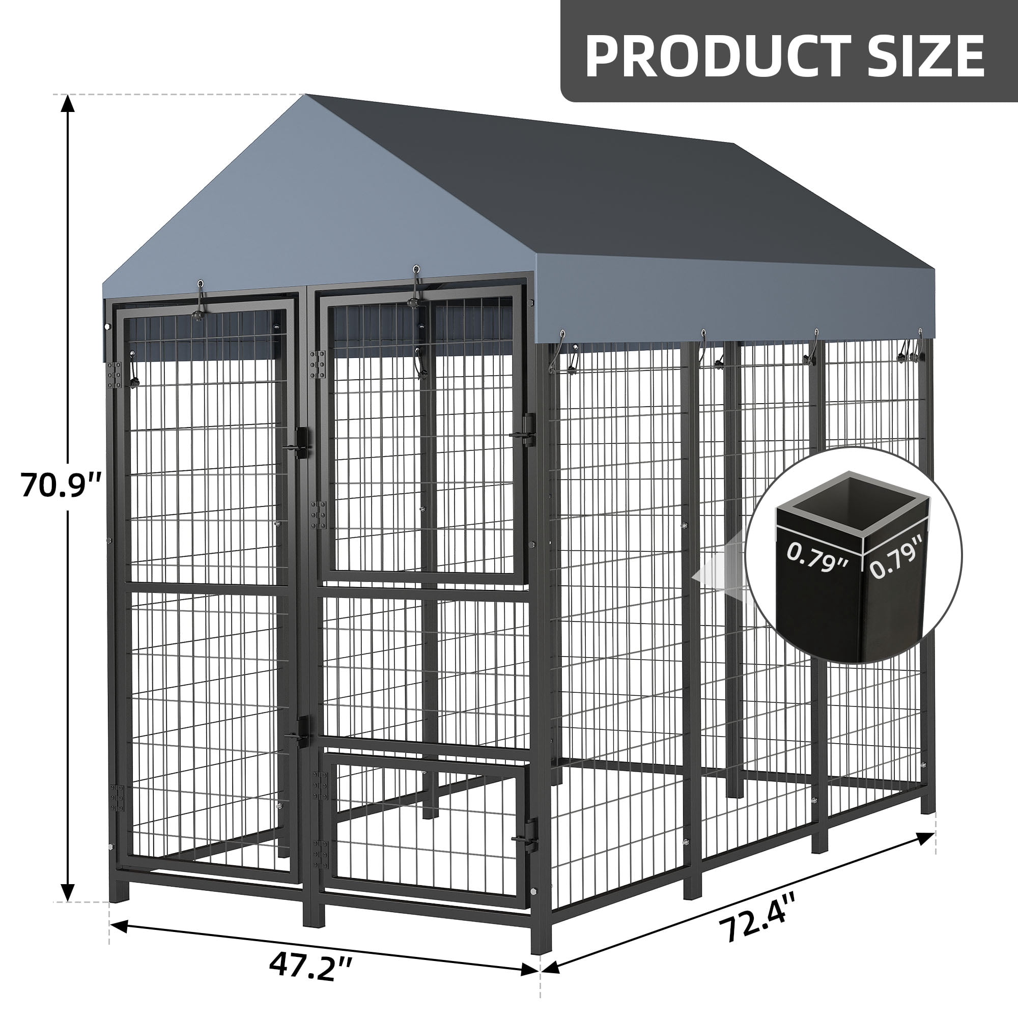 Dextrus 6x4x6ft Large Outdoor Dog Run Kennel, Heavy Duty Dog Pets Cage Galvanized Steel Dog Fence Dog Enclosure Playpen with Waterproof Cover and Secure Lock
