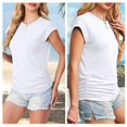 thumbnail image 3 of JZROCKER Fashion Women's Crewneck Caps Short Sleeve Tunics Tops Casual Basic Tees Plain Solid Color Side Shirring Ruched T-Shirt, 3 of 17