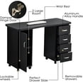 thumbnail image 5 of BarberPub Makeup Vanity Desk with Storage Drawer and Cabinet, Nail Desk with Wheels, 5 of 10
