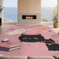 Pink Rug Dorm Design&I 4'x6' Washable Area Rug Pink Black Whimsical Ghost and Cat ...