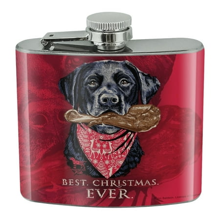 

Best Christmas Ever Lab Dog Turkey Leg Stainless Steel 5oz Hip Drink Kidney Flask