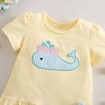 thumbnail image 7 of TOWED22 Toddler Baby Girl Clothing 2pcs Sets Ruffle Trim Top Tee + Elastic Waist Shorts Cute Summer Outfits Cotton Shirt(Light Yellow,18-24 M), 7 of 7