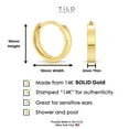 thumbnail image 2 of Tilo Jewelry 14K Yellow Gold Shiny Round Plain Huggie Hoop Earrings | 10mm Small | Dainty Everyday Earrings for Women, Men, Unisex, 2 of 9