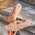 thumbnail image 2 of Dressy Womens Sandals Summer Comfortable Suede Strappy Square Toe Flats Sandals Women - Casual Walking Woman Shoes Rose Gold 9.5(43), 2 of 5