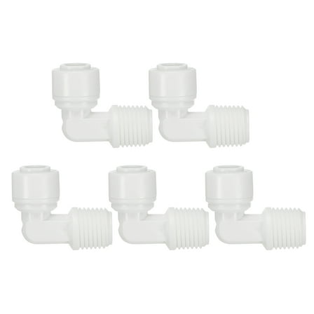 Uxcell Water Purifier Elbow Quick Connector 1/4" NPT Male x 1/4" OD Tube, White 5 Pcs
