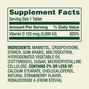 (3 pack) Spring Valley Extra Strength Vitamin D3, 125 mcg (5,000 IU), 90 Count, Strawberry Flavor, Dietary Supplement Fast Dissolve Tablets