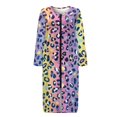 thumbnail image 5 of FOR U DESIGNS Leopard Pink Pattern Womens Nightgown Soft Long Sleeve Duster Robe Zip Up Elastic Fabric Robes for Women Sleep Dress House Dress with Pockets, XL, 5 of 8