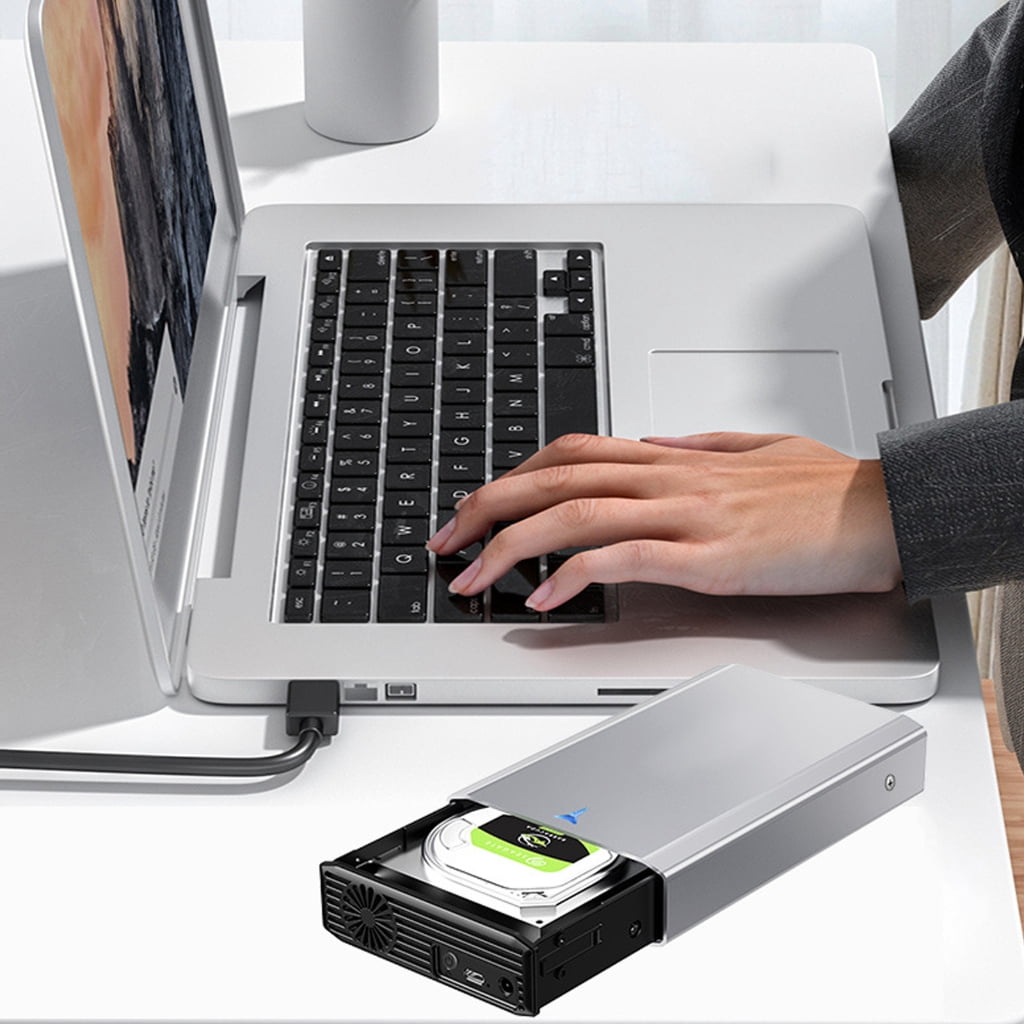 tegongse Aluminium Hard Drive Enclosure with Cooling Fan 5Gbps for 2.5/3.5 SATAs HDD SSD Type C 3.1 ToolsFree Hot Swappable