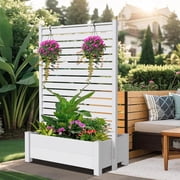 Lilypelle 43" W x 72" H PVC Air Conditioner Fence, Vinyl Decorative Fences for Outside with Planter Box, Outdoor Trash Can Privacy Screens Pool Equipment Enclosure White Panels,1 Panel