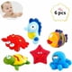 thumbnail image 1 of 6 piezas de juguetes de baño flotantes de animales marinos, juguetes de baño suaves con chorros para bebés, juguetes de baño de goma de poliuretano con dibujos animados, juego de agua,, 1 of 5
