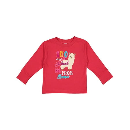 

Inktastic 100 Days of School No Prob Llama Gift Toddler Boy or Toddler Girl Long Sleeve T-Shirt