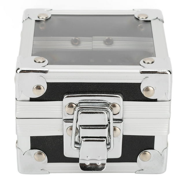 Nail Drill Bits Storage Box 25 Holes Transparent Clamshell Lock Design Dustproof Nail Drill Bits Desktop Container Black