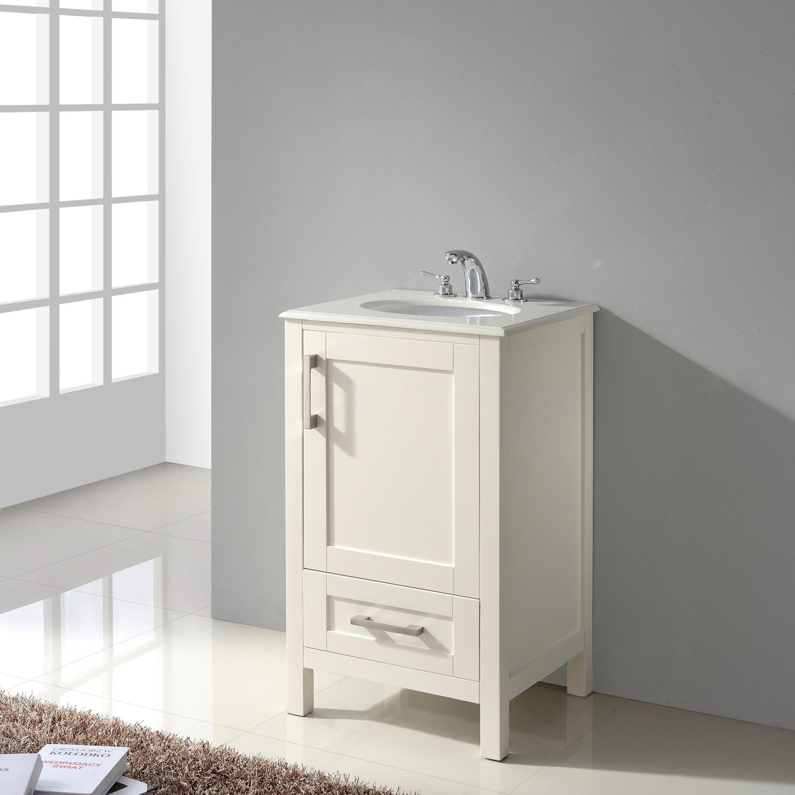 Brooklyn And Max Newport Bath Vanity In Soft White With Bombay White Engineered Quartz Marble Top Walmart Com Walmart Com