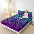 thumbnail image 4 of Homewish Gradient Purple Blue Queen Sheet Sets,Chic Cheetah Pattern Flat Sheet,Modern Abstract Desgin Queen Fitted Sheet For Girls Kids,Luxury Bedroom Decor,4pcs, 4 of 7