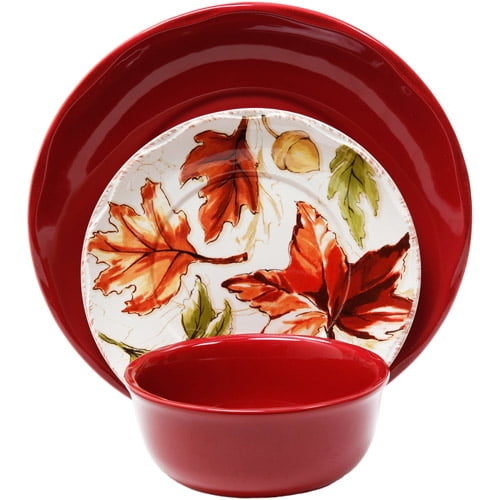 Better Homes and Gardens 12-Piece Harvest Dinnerware Set, Red ... Better Homes and Gardens 12-Piece Harvest Dinnerware Set, Red ...