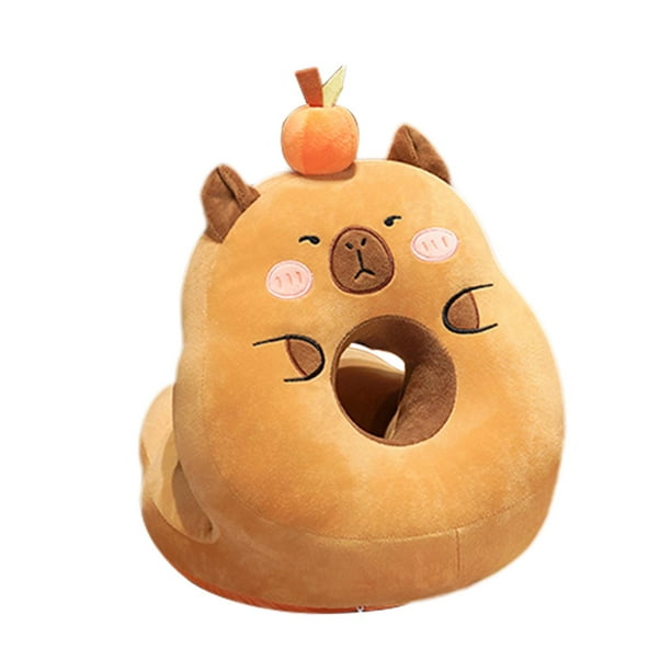 Almohada para la siesta, muñeco de peluche de carpincho, ligero, práctico, portátil, suave, para el aula. Ojos entrecerrados