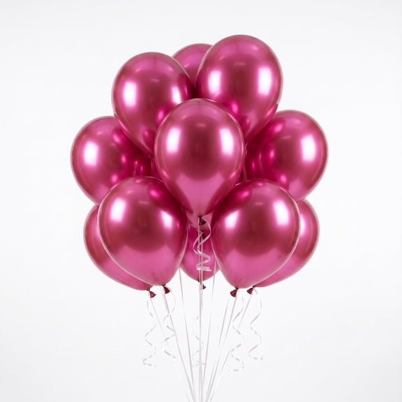 12" Pink Metallic Latex Balloons with Chrome Effect, 5 Pieces, by Way To Celebrate