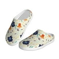 thumbnail image 2 of Daiia Flower Leaves Print Women’s Fuzzy Slippers Memory Foam Lightweight House Shoes Cozy Loafer Flannel House Shoes-46/47, 2 of 7