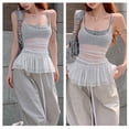 thumbnail image 6 of Ladies Sophisticated Sheer Layered Camisole with Feminine Ruffle Accent Spaghetti Straps See Through Bodycon Tanks Top, 6 of 9