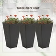 thumbnail image 3 of Outsunny Set of 3 Tall Planters with Drainage Hole, 28" Outdoor Flower Plant Pots, Indoor Planters for Porch Patio and Deck, Brown, 3 of 9