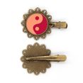thumbnail image 1 of Taiji Ocho Diagramas Yin Yang pattern Tocado de pieza de pelo de horquilla de flor de metal vintage, 1 of 3