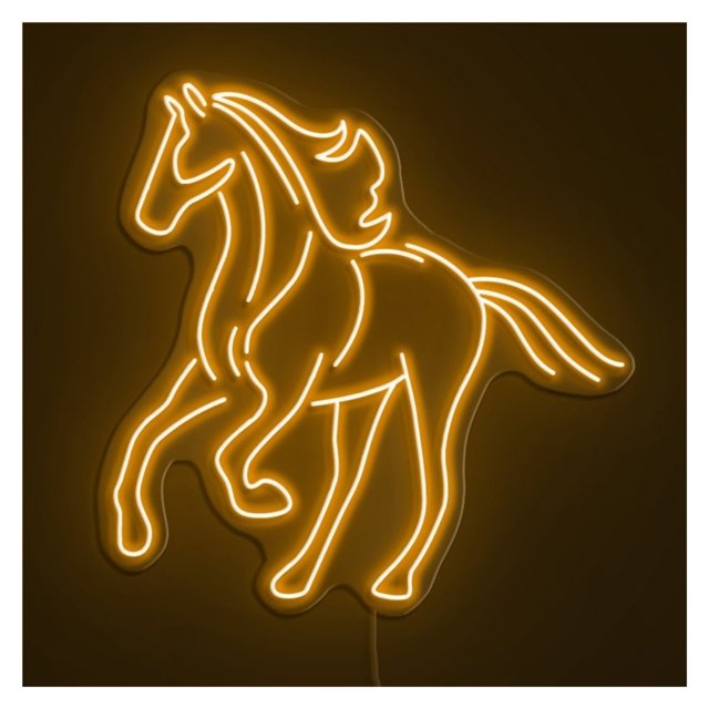 Letrero De Neón Con Caballos Al Galope, Ideal Para Decoración Tiendas Rústicas Brillo Ajustable 54cm
