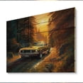 thumbnail image 2 of Designart "Drives through the Forest with a Mustang III" Muscle Car Print on Natural Pine Wood, 2 of 5