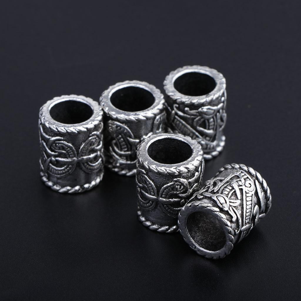 HILABEE 2-3 of pack 5 Pieces Large Viking Rune Beads for Hair Beard DIY 3 Pcs