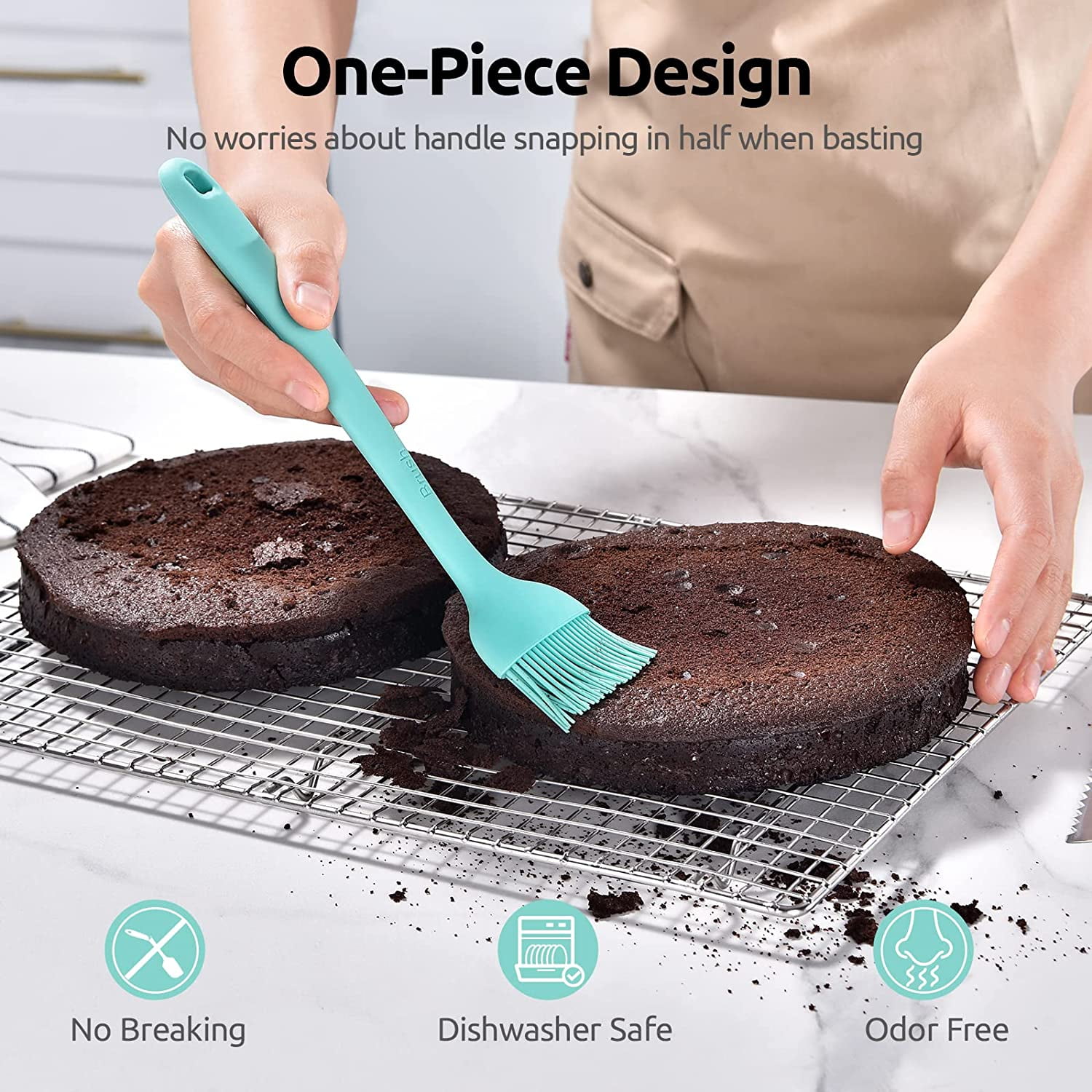 Angled Silicone Pastry Brush: U-Taste 600ºF Heat Resistant Kitchen Basting  Cooking Baking Food Rubber Head-Up Baster Brush for Oil Sauce BBQ Butter  Grill Meat Egg Bread (2 Small + 1 Large) 