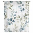 thumbnail image 2 of Teal Blue Botanical Sheer Curtains 54 Inches Long, Eucalyptus Leaves Watercolor Summer Light Filering Curtains, Breathable Simi Curtain Privacy Drapes for Kitchen Bathroom Small Window Treatment, 2 of 9