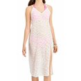 thumbnail image 4 of MIKEN SWIM Women's Ivory Animal Print Textured Slit Dress Deep V Neck Metallic Lurex Swimsuit Cover Up L, 4 of 7