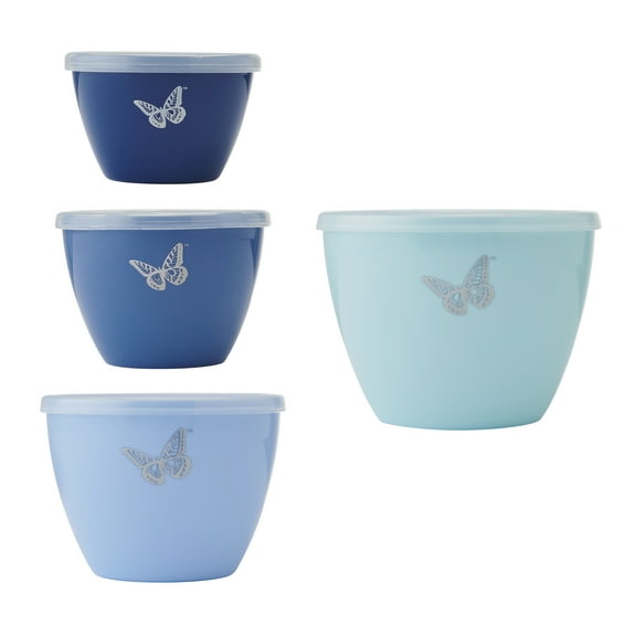Dolly Parton Plastic Mixing Bowls with Air-Tight Lids, Set of 4, Blue