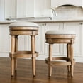 thumbnail image 7 of Maven Lane Pullman Backless Bar Stool in Weathered Oak Finish w/ Sand Color Fabric Upholstery, 7 of 7
