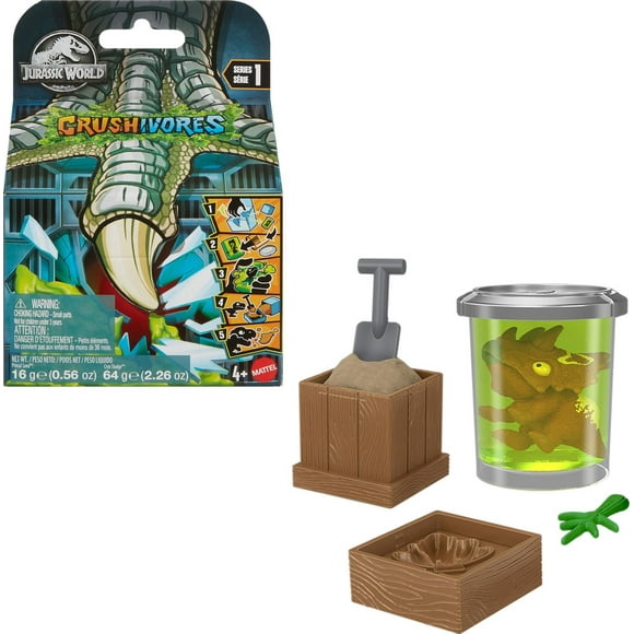 Jurassic World Crushivores Unboxing Mini Dinosaur with Multiple Surprises & Compounds, Ages 4+