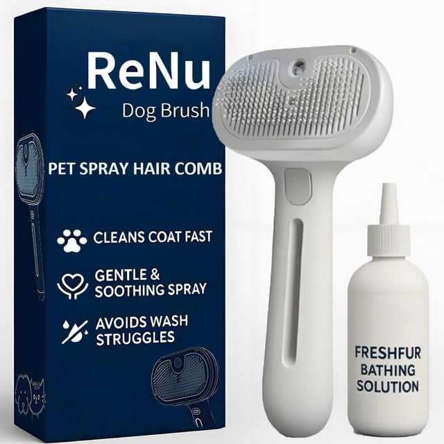 Pet Brush ReNu Dog Fresh Fur Shower 3 en 1, autolimpiante