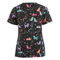 thumbnail image 3 of Pompotops Femmes Mode Manches Courtes V-Cou Tops Travail Impression Uniforme Chemisier T-Shirt Tops, 3 of 3